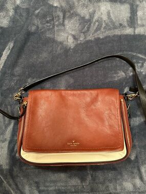 kate spade Two-Tone Leather Messenger Bag in Brown & Cream